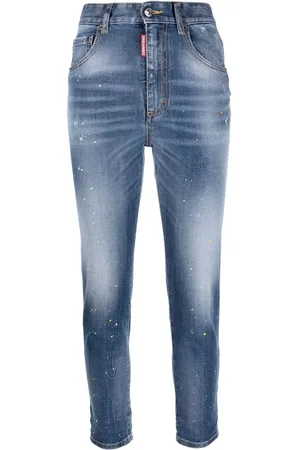 Dsquared2 Croppade jeans med färgstänk