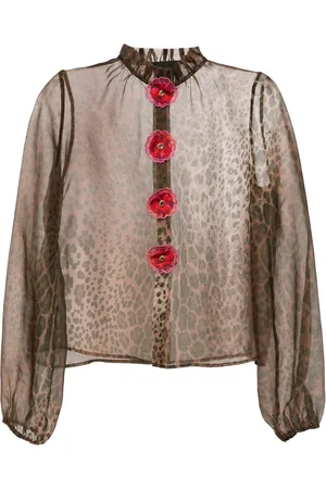 Cynthia Rowley Leopardmönstrad sidenblus