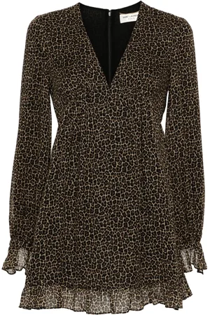 Saint Laurent Leopardmönstrad miniklänning