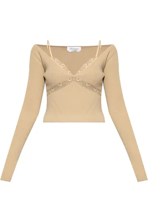 BLUMARINE Stickad topp med spetsdetalj