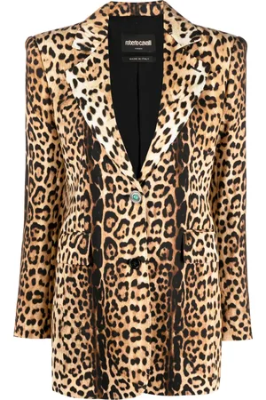 Roberto Cavalli Leopardmönstrad enkelknäppt blazer