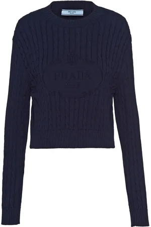 Prada Kabelstickad tröja med logotyp