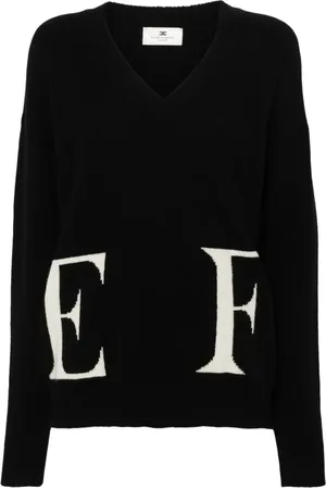 Elisabetta Franchi Intarsiastickad tröja med logotyp