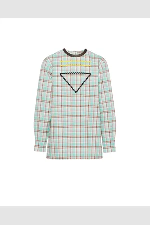 Prada Skjorta med sicksackmönstrad kant