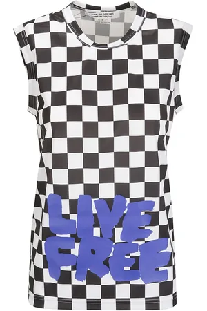 Comme des Garçons Rutigt linne med slogan