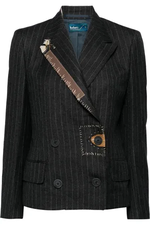 Kolor Kritstrecksrandig blazer med stygndetalj