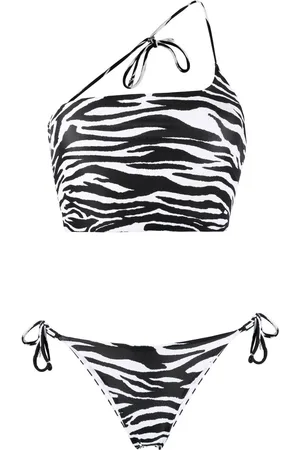 The Attico Asymmetrisk zebramönstrad bikini