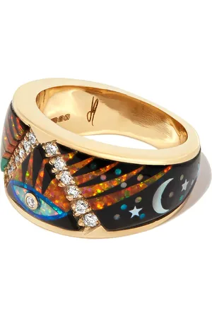JACQUIE AICHE Galaxy Eye Starburst diamantring i 14K gult guld