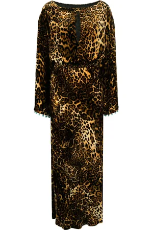 Roberto Cavalli ärmlös leopardmönstrad maxiklänning