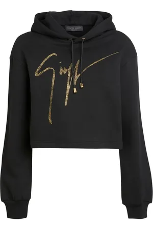 Giuseppe Zanotti Mailena hoodie med strassprydd logotyp