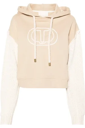 Twin-Set Hoodie med broderad logotyp
