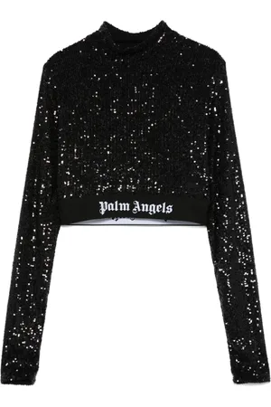 Palm Angels Paljettopp med logotypband