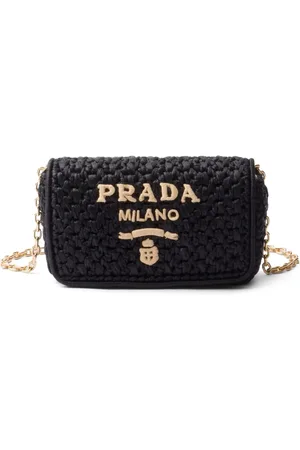 Prada Vävd axelväska med broderad logotyp