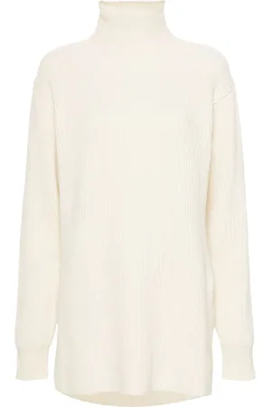 Jil Sander Ribbad tröja med hög krage