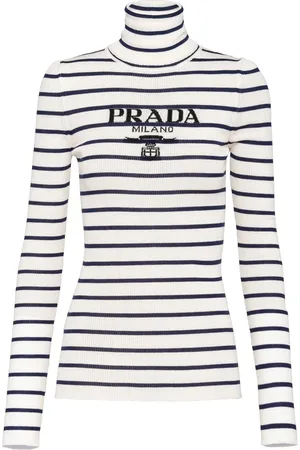 Prada Intarsiastickad tröja med logotyp