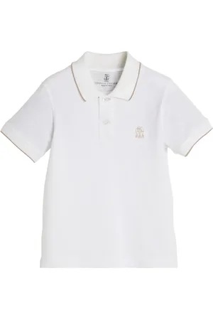Brunello Cucinelli Heraldic pikétröja med broderad logotyp