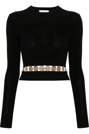 Paco rabanne Ribbstickad topp med nitar