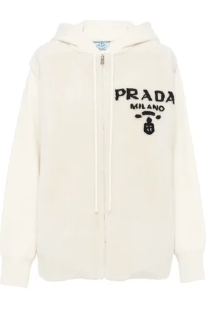 Prada Intarsiastickad hoodie med logotyp