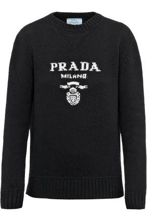 Prada Intarsiastickad tröja med logotyp
