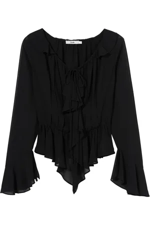 B+AB Halvskir blus med volangdetalj