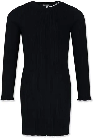 Balmain Ribbstickad klänning med logotyp