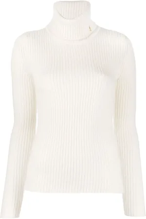 Saint Laurent Ribbstickad tröja med rullkrage