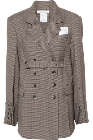 Rokh Dubbelknäppt hundtandsmönstrad blazer