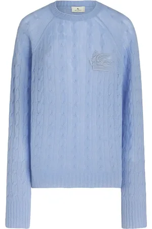 Etro Kabelstickad tröja med broderad logotyp