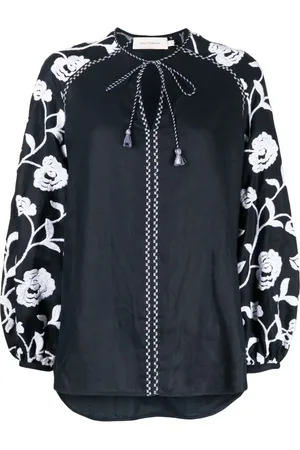 Silvia Tcherassi Molveno blus med blomsterbrodyr