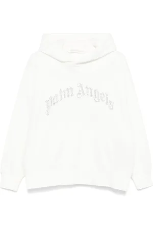 Palm Angels Hoodie med strassprydd logotyp