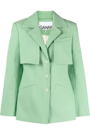 Ganni Enkelknäppt blazer med spread
