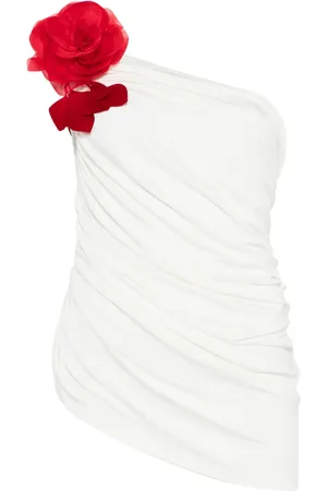 MAGDA BUTRYM Draperad topp med blomapplikation
