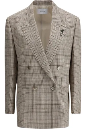 LARDINI Skotskrutig dubbelknäppt blazer