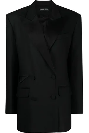 DAVID KOMA Dubbelknäppt blazer med satinslag