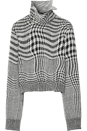 Burberry Hundtandsmönstrad tröja med hög krage