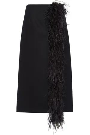 Prada Midikjol med fjäderkant