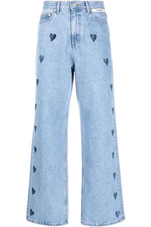 KIMHEKIM Utsvängda jeans med hjärttryck