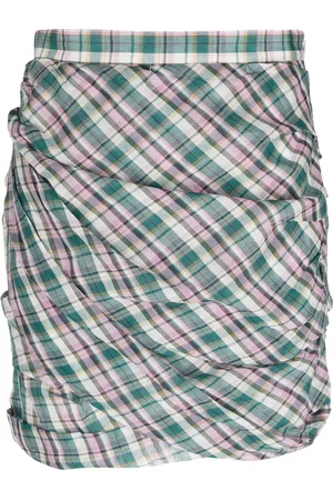 Marant Etoile Birdy skotskrutig draperad minikjol
