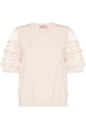Twin-Set Stickad topp med logotypplakett