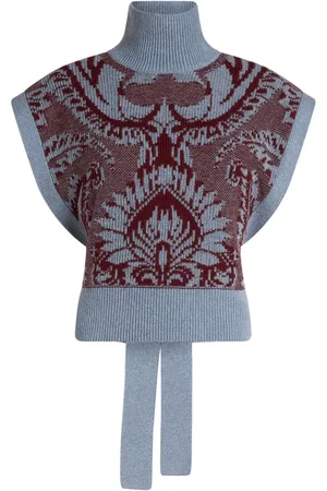 Etro Blommig stickad topp i jacquard