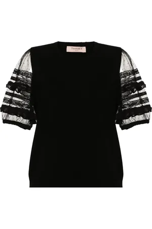 Twin-Set Stickad topp med logotypplakett