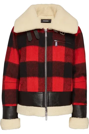 Dsquared2 Skotskrutig fårskinnsjacka