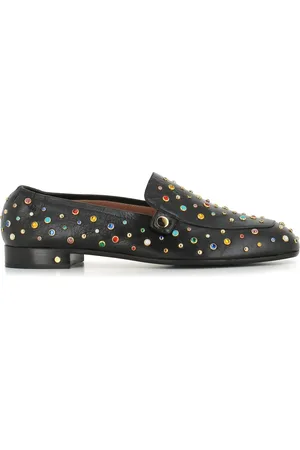 LAURENCE DACADE Läderloafers med strassdetalj