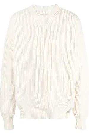 Jil Sander Ribbstickad tröja med rundad hals