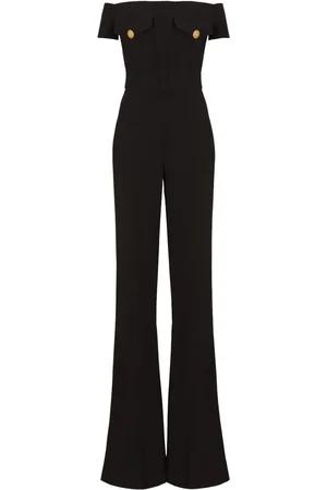 Balmain Utsvängd baraxlad jumpsuit