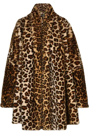 Dolce & Gabbana KIM DOLCE&GABBANA leopardmönstrad kappa i konstpäls