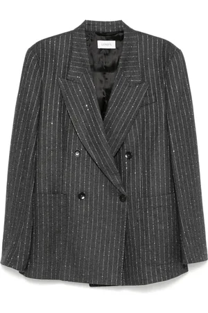 LANEUS Kritstrecksrandig dubbelknäppt blazer