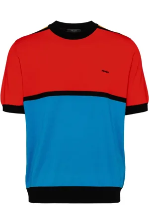 Prada Tröja med broderad logotyp och färgblock