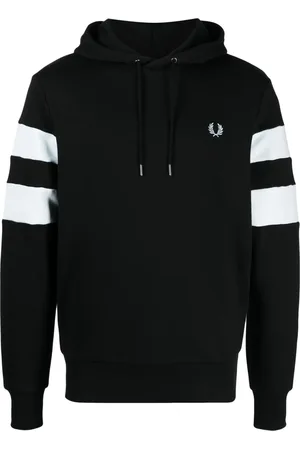 Fred Perry Hoodie med randig ärm