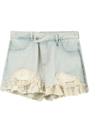 Musium Div. Jeansshorts med volangdetalj